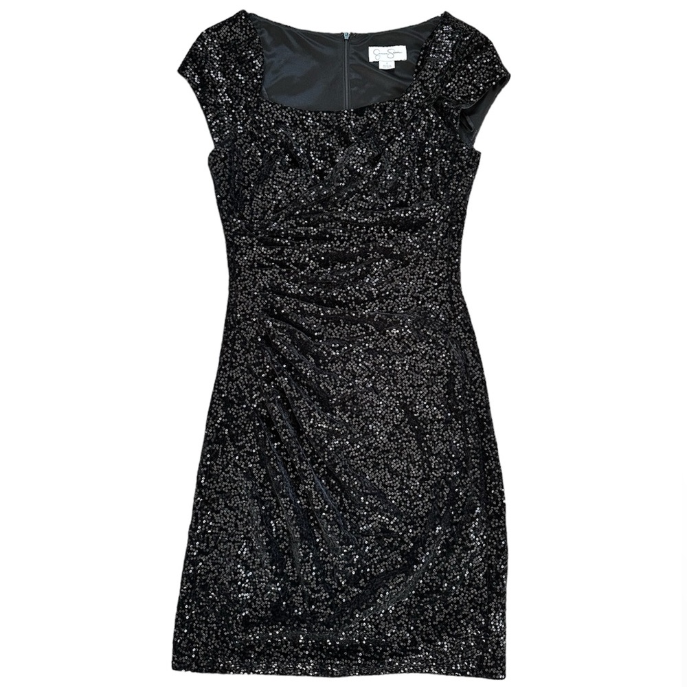 Jessica Simpson Black Sequin Velvet Cocktail Dress